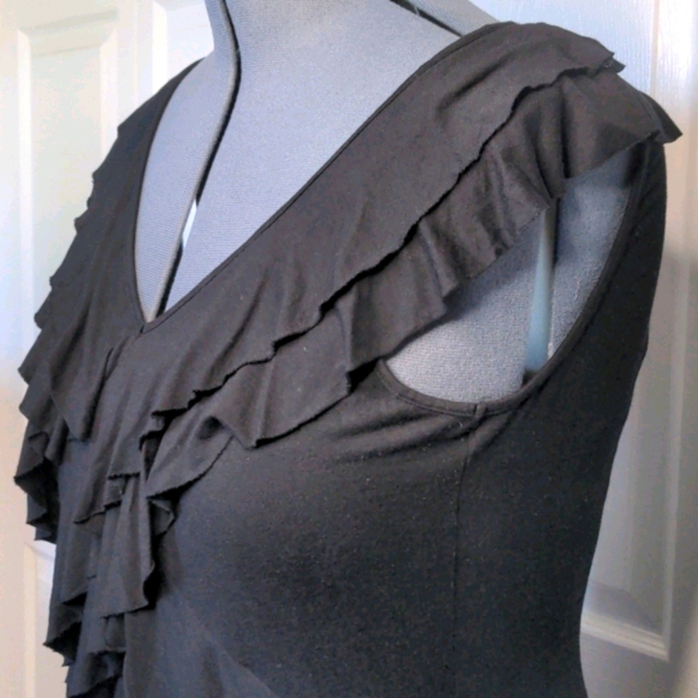 Calvin Klein Ruffled Black Tank Top - Picture 2 of 9